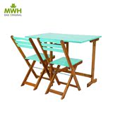 热销MWH木制折叠桌椅西顿午休折叠桌折叠椅三件套1边桌2椅