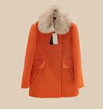 歌莉娅2014专柜正品秋冬新款加厚兔毛领羊毛呢大衣外套14CJ6E880