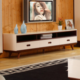 北欧现代简约实木脚电视柜小户型客厅创意时尚钢化玻璃烤漆电视柜