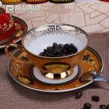 欧式骨瓷咖啡杯碟套装 英式复古精美创意高档陶瓷下午红花茶杯碟