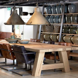 美式loft实木餐桌书桌简约长方形办公桌椅原木复古做旧会议桌创意
