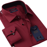 波司登男士长袖衬衫春秋季酒红色纯棉大码男式时尚商务本命年衬衣