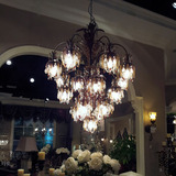 美式客厅吊灯卧室创意乡村餐厅设计师灯具地中海欧式创意水晶吊灯