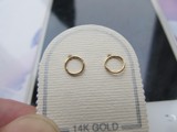 韩国14K黄金圆圈耳钉 纯14k金镂空圆耳环 18K金定做 超简单 特价