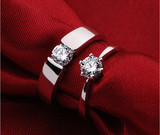 大牌情侣对戒18k白铂金超白莫桑石钻石克拉钻戒结婚订婚戒指定制