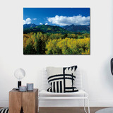 森林山峰风景单幅横版无框壁画 家居客厅过道背景墙风水装饰挂画