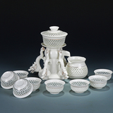 创意青花瓷功夫自动茶具 整套装陶瓷玲珑镂空茶具套装特价