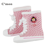 Cmon超软防滑防水儿童雨鞋波点可爱卡通雨靴幼儿园男女小朋友宝宝