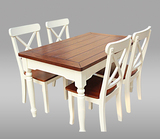 全实木美式乡村餐桌欧式田园复古简约比邻乡村地中海餐桌餐椅组合