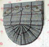 现代简约灰色条形遮光米环保麻料升降帘罗马帘定制成品窗帘含轨道
