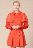 6480LUXMAN莱克斯曼女装冬装桔红色镶绵羊皮拼接长袖风衣原4980