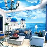 3d立体地中海墙纸 卧室客厅沙发餐厅电视背景墙壁纸 大型壁画城堡