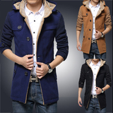 冬季青年男士羊毛呢子大衣韩版中长款风衣羊绒加厚商务修身型外套