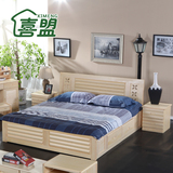 原木实木床1.8双人床1.5米成人松木床1.2m抽屉储物单人床家具床