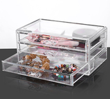 透明塑料化妆品收纳盒三层3抽屉式桌面大容量韩式唇膏彩妆储物盒