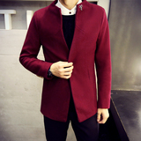 2015冬装新款风衣男士韩版休闲大衣男装商务羊毛呢子中长款外套潮