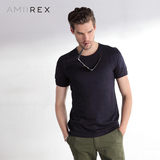 AMIIREX2014夏装新款男士拼接休闲修身男款百搭短袖T恤衫