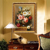 精品高档有框画纯手绘油画欧式客厅 餐厅 玄关装饰画古典花卉油画