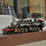 复古做旧仿真美式乡村铁艺蒸汽机火车头模型创意家居装饰品摆件大