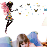 新品可移除浪漫贴纸 卧室儿童房客厅沙发背景装饰墙贴画 蝴蝶女孩