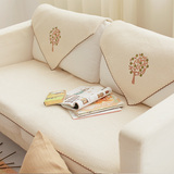 简约米白色四季沙发垫布艺 简约现代棉线防滑沙发巾夏季沙发坐垫