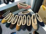 韩国东大门代购女鞋2016春新款甜美绒面加绒毛边套脚粗跟中跟单鞋