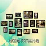 老香港照片墙装饰画怀旧黑白组合相框墙酒店复古餐厅客厅挂画壁画
