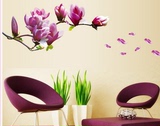 典雅玉兰花朵墙贴画 沙发电视背景家装饰品贴花 餐厅温馨瓷砖贴纸