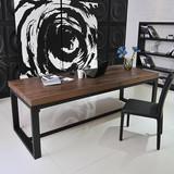 简约现代铁艺实木办公桌实木电脑桌家用书桌会议桌写字台餐桌家具