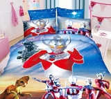 卡通儿童床上用品四件套男女孩奥特曼床单被套三件套1.2m学生套件