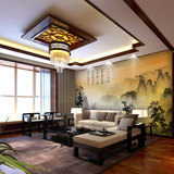 中式古典大型客厅酒店卧室电视背景墙纸无缝墙布壁画壁纸水墨山水