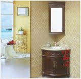 定制欧式浴室柜小户型转角镜柜仿古实木橡木三角洗手台面盆柜美式