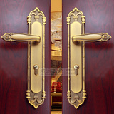 大号黄古铜大门锁85型仿古对开门锁 双开门把手 入户门锁室外门锁