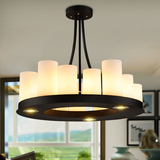 美式乡村个性创意圆形烛台灯具北欧复古工业酒吧客厅卧室餐厅吊灯