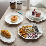 景德镇餐具陶瓷器盘子创意欧式纯白浮雕骨瓷西餐盘碟菜盘点心盘子