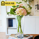 绣球假花仿真花套装 家居客厅餐桌大花瓶玻璃透明欧式装饰花摆件