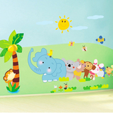 大象小动物墙贴 贴画 卡通儿童房间墙贴 幼儿园教室布置墙壁贴纸
