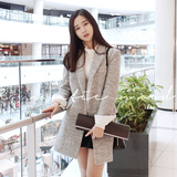 2016秋冬季新品女装呢子大衣韩版修身中长款加厚羊毛呢外套女