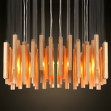 设计师艺术创意实木灯具 客厅餐厅会所长方形实木吊灯