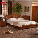 榆木套房家具全实木床榆木双人床现代中式简约时尚婚床大床厚重款