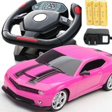 【天天特价】粉红色女孩重力方向盘遥摇控充电动儿童小轿汽车玩具