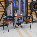 美式铁艺实木庭院户外阳台书房咖啡厅休闲酒吧餐厅桌椅三件套组合