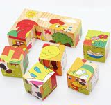 木制婴幼儿童早教9粒六面画3D立体拼图宝宝益智力积木玩具1-3-5岁