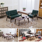 简约现代小户型实木沙发椅 咖啡厅客厅单人双人欧式布艺组合沙发