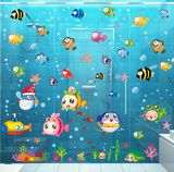 洗澡宝宝浴室卫生间防水墙纸卡通鱼类贴画儿童卧室温馨可移除墙贴