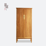 易居传承明式家具复古免漆2门古典环保老榆木实木平角柜卧室衣柜