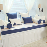 加厚深蓝色地中海高密度海绵飘窗垫定做窗台垫榻榻米沙发垫床椅垫