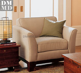 北欧现代简约现代高档时尚客厅卧室休闲实木框架布艺棉麻单人沙发