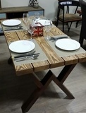 创意北欧/宜家钢木餐桌铁艺实木复古酒吧桌椅餐厅室外阳台咖啡桌