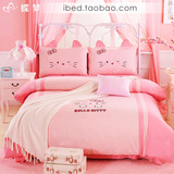 纯棉凯蒂猫三四件套 可爱女孩儿童卡通床上用品 粉红Kitty被套春